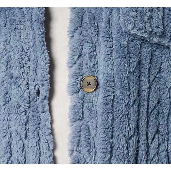 Cuddl Duds Womens Large Button Front Sculpted Sherpa Shirt Jacket Black NWOT - Picture 5 of 6